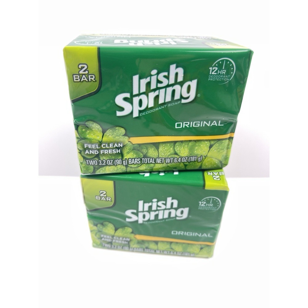 Irish Spring Original Soap 2 Bar Pks 6.4oz Lot Of 2 For 4 Bars New Sealed Pkg
